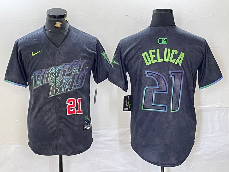 Men Tampa Bay Rays #21 Deluca Black City Edition Nike 2024 MLB Jersey style 3->tampa bay rays->MLB Jersey